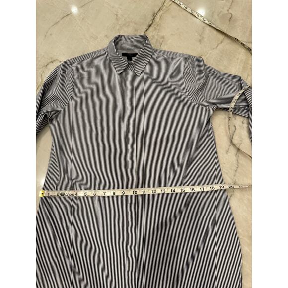 J.Crew Striped Button Down Shirt Navy Blue White Sz 6 Oversized Boyfriend Preppy - Picture 10 of 14